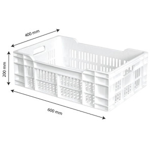 Låda 600 X 400 Genombruten 40L Vit - Gilac