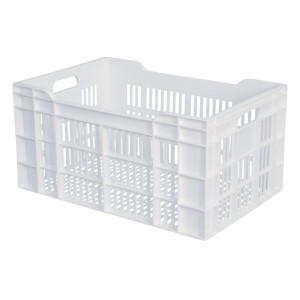 Låda 600 X 400 Genombruten 60L Vit - Gilac