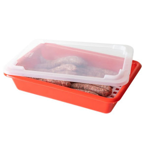 Bac Plat 3L Haccp Rouge + Couvercle + Grille - Gilac