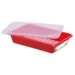 Bac Plat 3L Haccp Rouge + Couvercle + Grille - Gilac