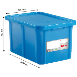HACCP Rectangular Bin with Lid - 55 L - Blue