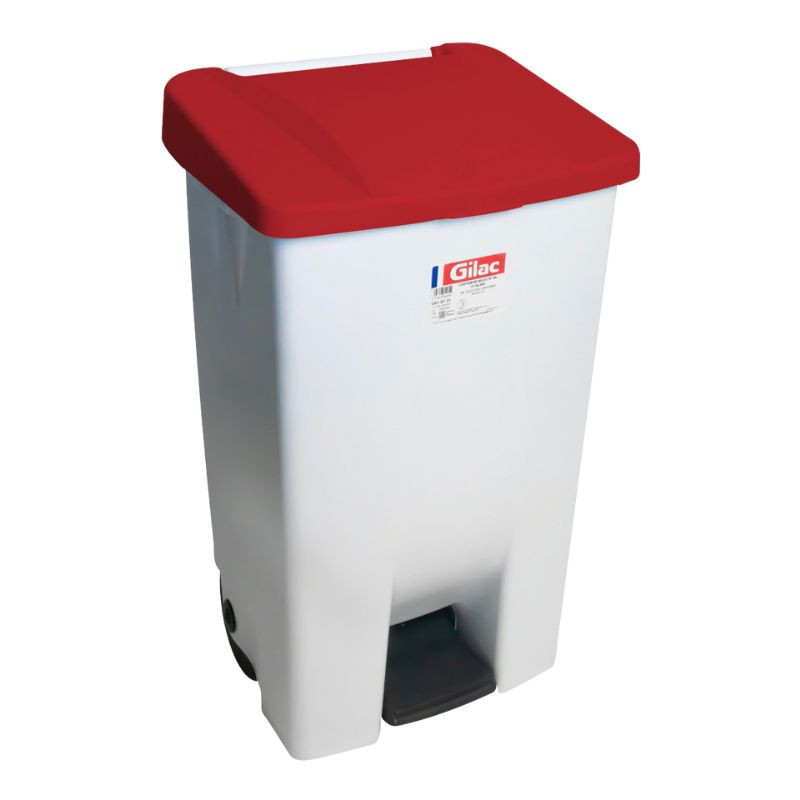 Pedalhink med rött lock och hjul - 80 L - Gilac