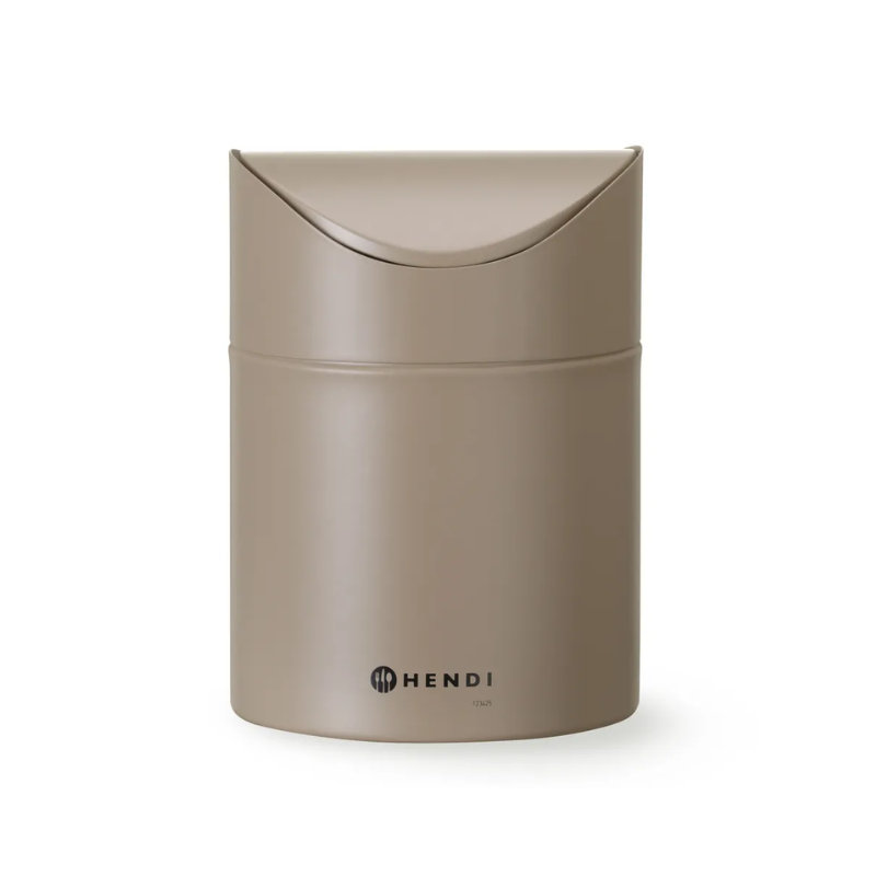 Bordssoptunna med Vippbart Lock - Beige - HENDI