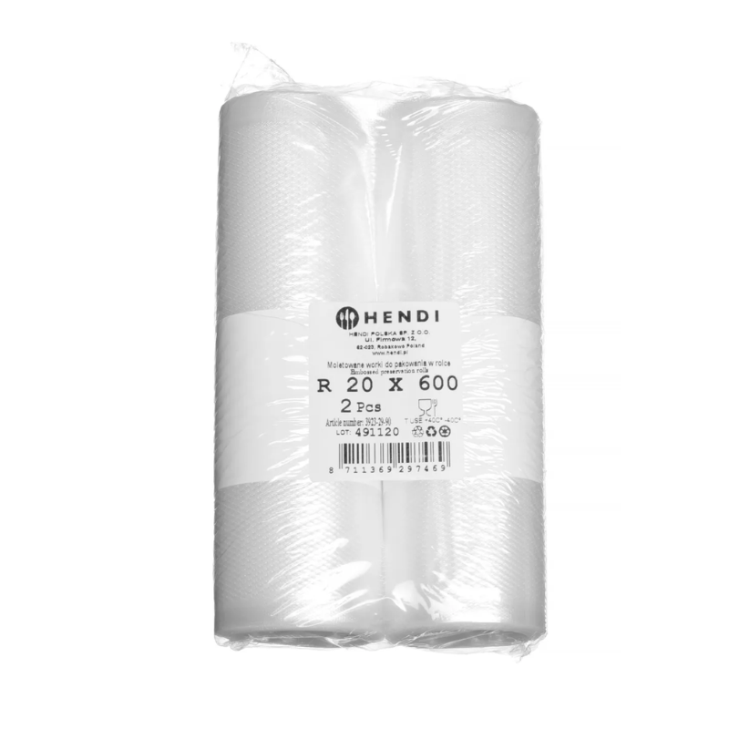 Rouleau Sacs Sous-Vide Gaufré - 6000 x 200 mm - Lot de 2 - HENDI