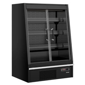 Low Supermarket Refrigerated Display Case with 2 Black Doors - 270 L