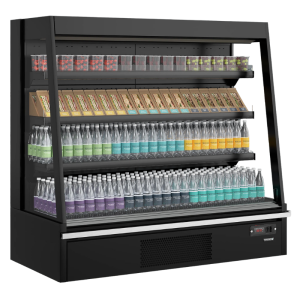 Avoin matala supermarketin jäähdytetty vitriini - Musta - 360 L