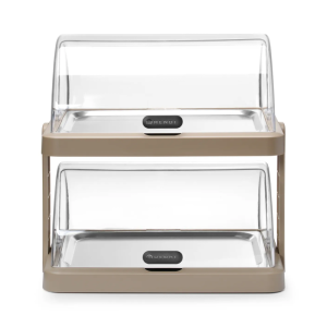 Vitrine Buffet med Skjutlock UNIQ - 2 Hyllor - Beige - HENDI