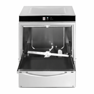 Ammattimainen astianpesukone huuhteluaineen ja pesuaineen annostelijalla sekä tyhjennyspumpulla - 50 x 50 cm - Dynasteel