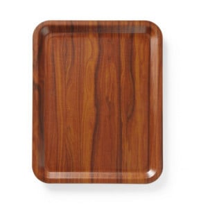 Rektangulär Antiglid Serveringsbricka Laminat Mahogny - 460 x 360 mm - HENDI