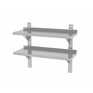Justerbar Väggmonterad Hylla 2 Nivåer med 2 Stöd - L 800 x 300 mm - HENDI