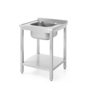 Plonge 1 Bac Central Profi Line med Hylla - D 600 x B 600 mm - HENDI