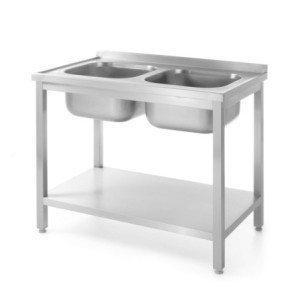 Plonge 2 Bacs Profi Line med Hylla - D 600 x B 1000 mm - HENDI