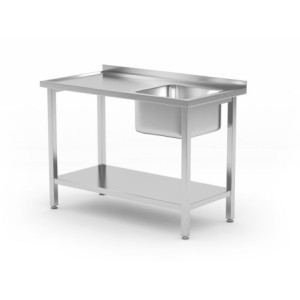Plonge 1 Sink on the Right Kitchen Line with Shelf - D 600 x W 1000 mm - HENDI