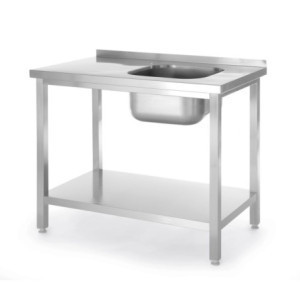 Plonge 1 Diskho till Vänster Kitchen Line med Hylla - D 600 x B 1000 mm - HENDI