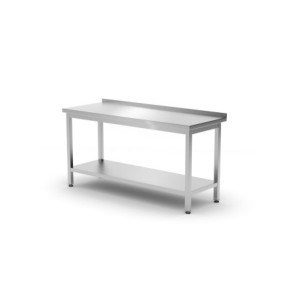 Wall-Mounted Work Table Kitchen Line with Shelf - D 600 x W 1200 mm - HENDI