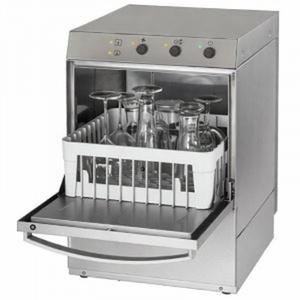 Lave-Verre Professionnel avec Doseur de Liquide de Rinçage et Détergent et Pompe de Vidange - 35 x 35 cm