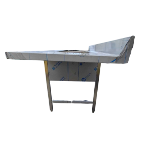 Doppeldiskbänk med diskmaskinsgenomgång och avrinningsyta till höger - 2000 x 700 mm