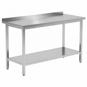 Inox-pöytä Dynasteel selkänojalla ja hyllyllä - Vankka ja toimiva