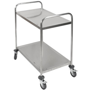 Rostfri vagn med 2 hyllor - Renoverad