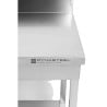 Inoxbord 1600x700 mm Ryggstöd och Låg Hylla