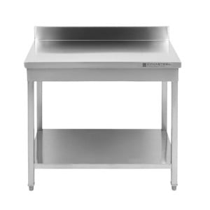 Inoxbord 1600x600 mm Ryggstöd och Nedre Hylla