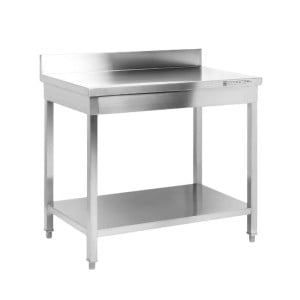 Inoxbord 1600x600 mm Ryggstöd och Nedre Hylla