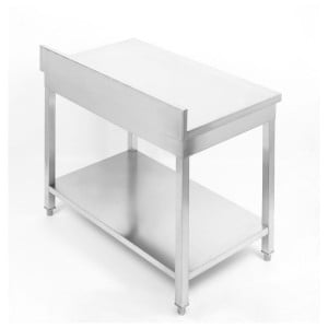 Inoxbord 1600x600 mm Ryggstöd och Nedre Hylla