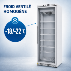 Frysskåp 400 L Glasad Ventilerad Kyla -18/-22°C