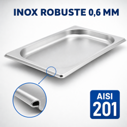 Bac Gastro GN 1/4 Inox 20 mm - 0,8 L | Dynasteel