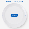Pyöreä melamiiniastia Ø 17,7 cm valkoinen - 10 kpl
