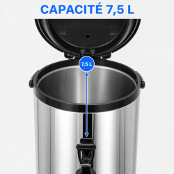 Isoterminen juoma-annostelija 7,5 L ruostumaton teräs AISI 304
