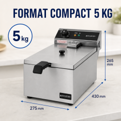 Ammattimainen rasvakeitin 10 L 3000 W Ruostumaton teräs — Termostaatti