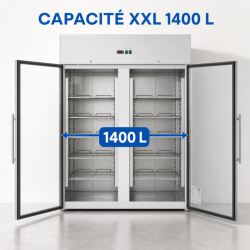 Positiivinen jäähdytyskaappi 1400 L 2 lasiovea GN 2/1