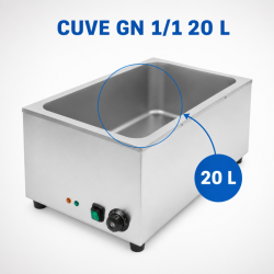 Bain-Marie Professionell GN 1/1 20 L 1200 W Rostfritt Stål