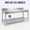 Inoxbord 1600x600 mm Ryggstöd och Nedre Hylla