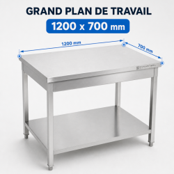 Bord Inox 1200x700 mm med Nedre Hylla — Pro CHR