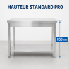 Bord Inox 1200x700 mm med Nedre Hylla — Pro CHR