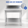 Inoxbord 800x700 mm Ryggstöd och Låg Hylla