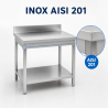 Inoxbord 1400x700 mm Ryggstöd och Nedre Hylla