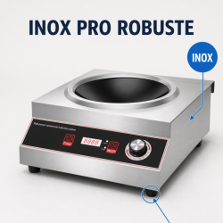 Wok Induktio Pro 3500 W Inox — Kovera Alue Ø227