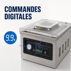 Koneellinen tyhjiöpakkauslaite 900 W - Hitsaus 400 mm Ruostumaton teräs