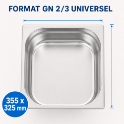 Bac Gastro GN 2/3 Inox 9 L - Syvyys 100 mm