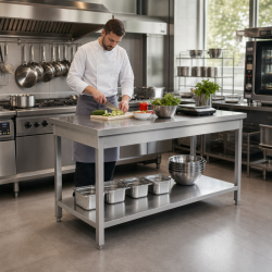 Inoxbord 1600 x 600 mm med Nedre Hylla — AISI 201