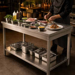 Inoxbord 1600 x 600 mm med Nedre Hylla — AISI 201