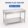 Inoxbord 1600 x 600 mm med Nedre Hylla — AISI 201