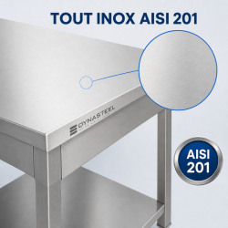 Inoxbord 1600 x 600 mm med Nedre Hylla — AISI 201