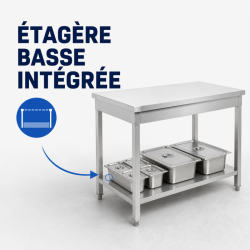 Inoxbord 1600 x 600 mm med Nedre Hylla — AISI 201