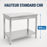 Inoxbord 1600 x 600 mm med Nedre Hylla — AISI 201