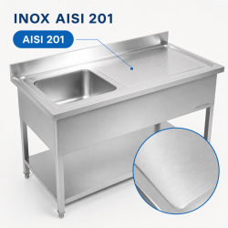 Plonge Inox 1 Diskho Höger Avrinning - L 1000 x D 600 mm