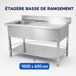 Plonge Inox 1 Diskho Höger Avrinning - L 1000 x D 600 mm